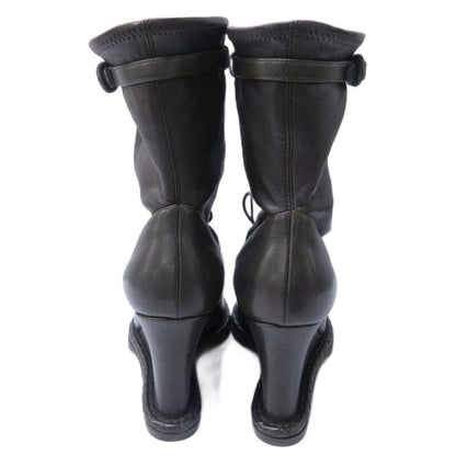 Bottega Veneta Intrecciato Short Boots Wedge Sole Leather Stitching Lace Up 36