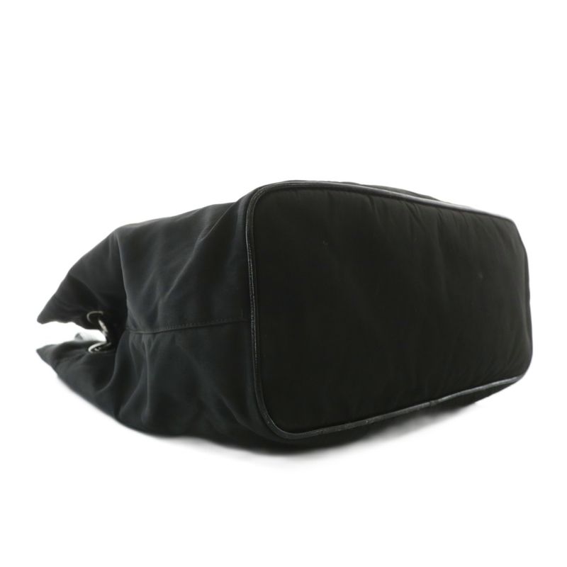 Prada Tote Bag Shoulder Drawstring Tessuto Nylon Leather Enamel Triangle Plate