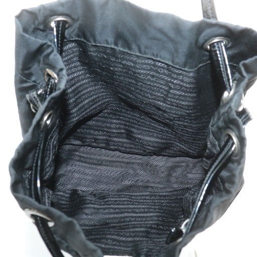 Prada Tote Bag Shoulder Drawstring Tessuto Nylon Leather Enamel Triangle Plate