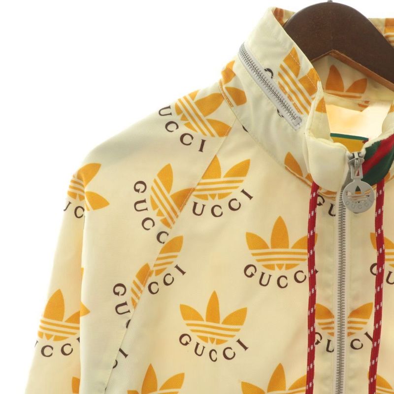 Gucci X Adidas Trefoil Print Jacket Anorak Jacket Nylon Half Zip Hood Storage