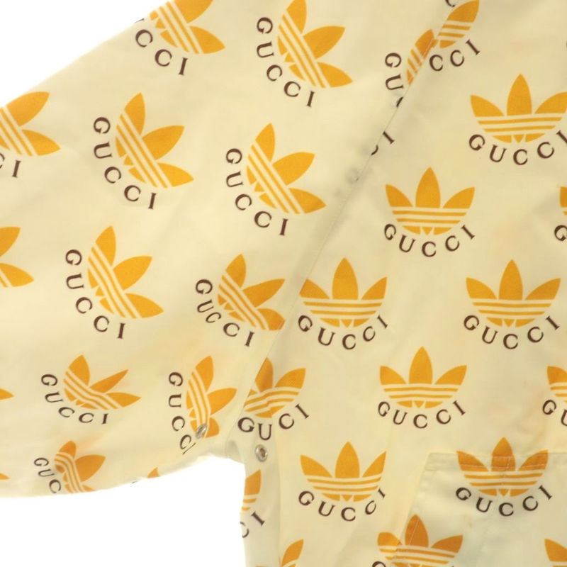 Gucci X Adidas Trefoil Print Jacket Anorak Jacket Nylon Half Zip Hood Storage