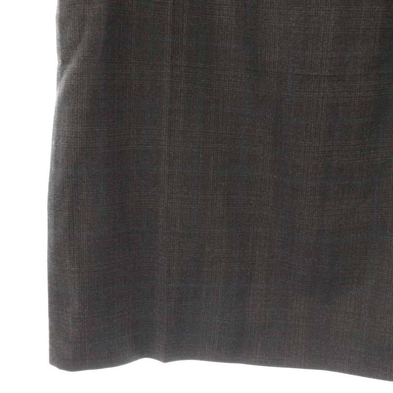 Prada 24 Wool Skirt Tight Knee Length Check 38S Dark Grey Off White Navy P179y