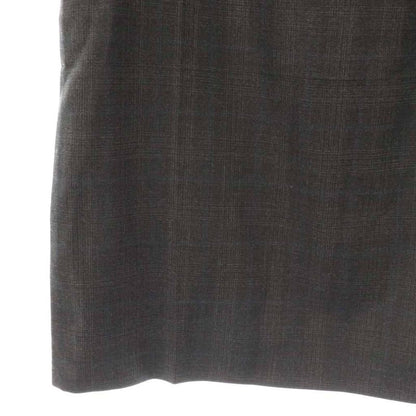 Prada 24 Wool Skirt Tight Knee Length Check 38S Dark Grey Off White Navy P179y