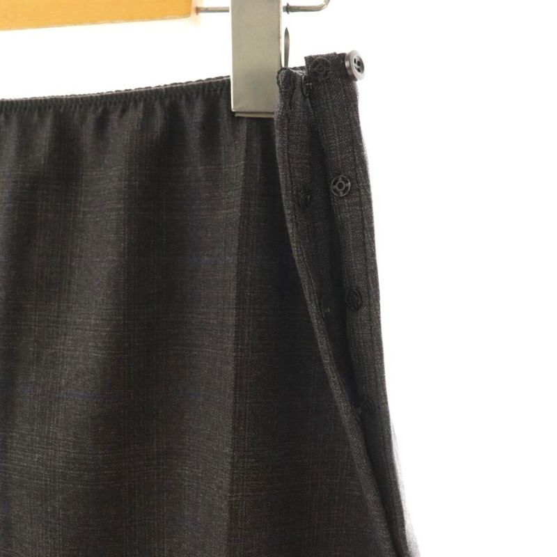 Prada 24 Wool Skirt Tight Knee Length Check 38S Dark Grey Off White Navy P179y