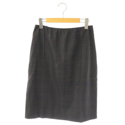 Prada 24 Wool Skirt Tight Knee Length Check 38S Dark Grey Off White Navy P179y
