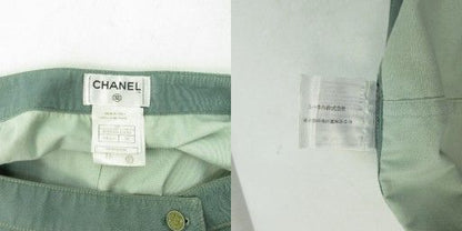 Chanel 05P Metal Button Coco Mark Long Skirt Wrap Skirt Roll Green 38 Approx M