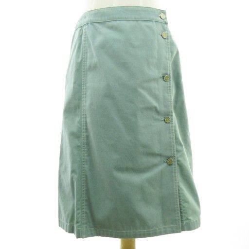Chanel 05P Metal Button Coco Mark Long Skirt Wrap Skirt Roll Green 38 Approx M