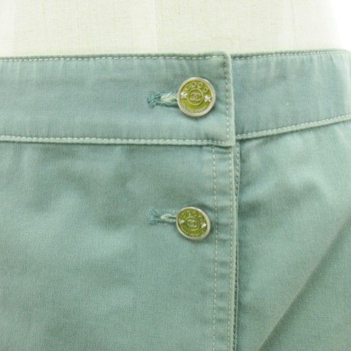 Chanel 05P Metal Button Coco Mark Long Skirt Wrap Skirt Roll Green 38 Approx M