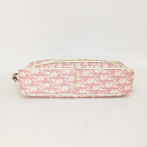 Christian DIOR Shoulder Bag Crossbody Diagonal Trotter Pink White AA