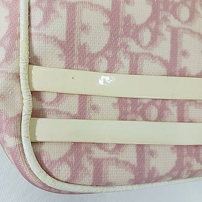Christian DIOR Shoulder Bag Crossbody Diagonal Trotter Pink White AA