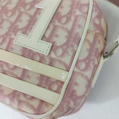 Christian DIOR Shoulder Bag Crossbody Diagonal Trotter Pink White AA