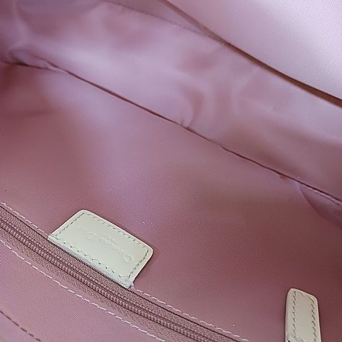 Christian DIOR Shoulder Bag Crossbody Diagonal Trotter Pink White AA