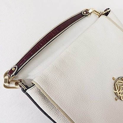 Loewe Maia Handbag One Shoulder Bag Anagram Leather Off White Gold Color AA