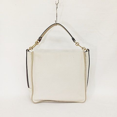 Loewe Maia Handbag One Shoulder Bag Anagram Leather Off White Gold Color AA