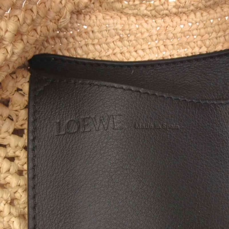 Loewe OLA Medium Summer Bag Shoulder Hand 2WAY Donut Chain Raffia & Calf Beige