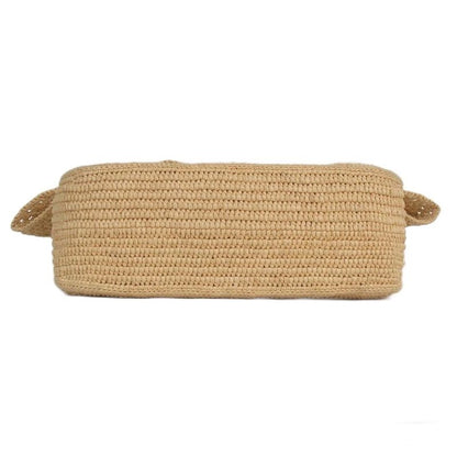 Loewe OLA Medium Summer Bag Shoulder Hand 2WAY Donut Chain Raffia & Calf Beige