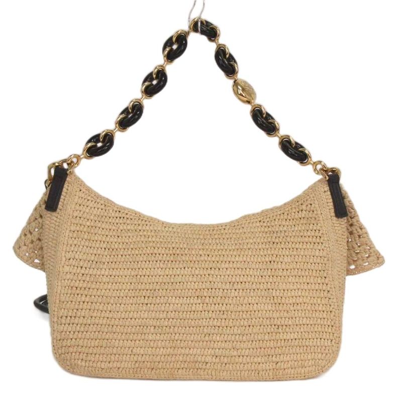 Loewe OLA Medium Summer Bag Shoulder Hand 2WAY Donut Chain Raffia & Calf Beige