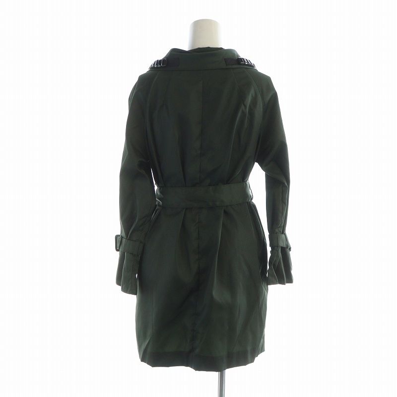 Prada Trench Coat Stencil Collar Long Sleeve Middle Logo Single Stone 36 XS