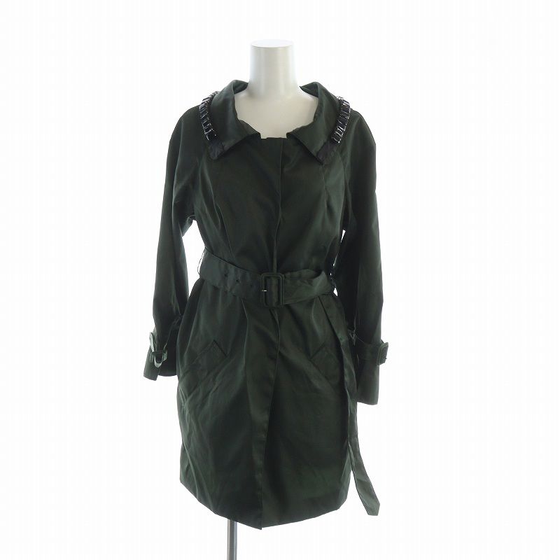 Prada Trench Coat Stencil Collar Long Sleeve Middle Logo Single Stone 36 XS