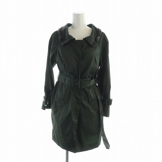 Prada Trench Coat Stencil Collar Long Sleeve Middle Logo Single Stone 36 XS