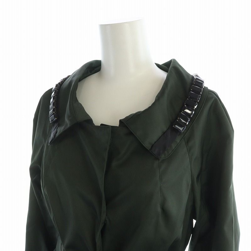 Prada Trench Coat Stencil Collar Long Sleeve Middle Logo Single Stone 36 XS