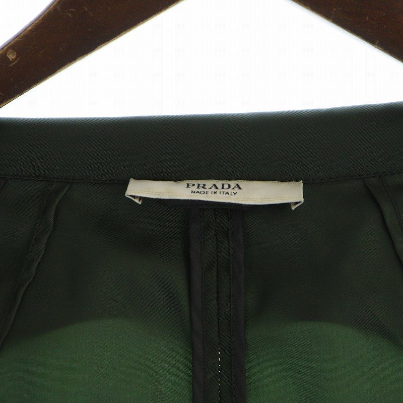 Prada Trench Coat Stencil Collar Long Sleeve Middle Logo Single Stone 36 XS