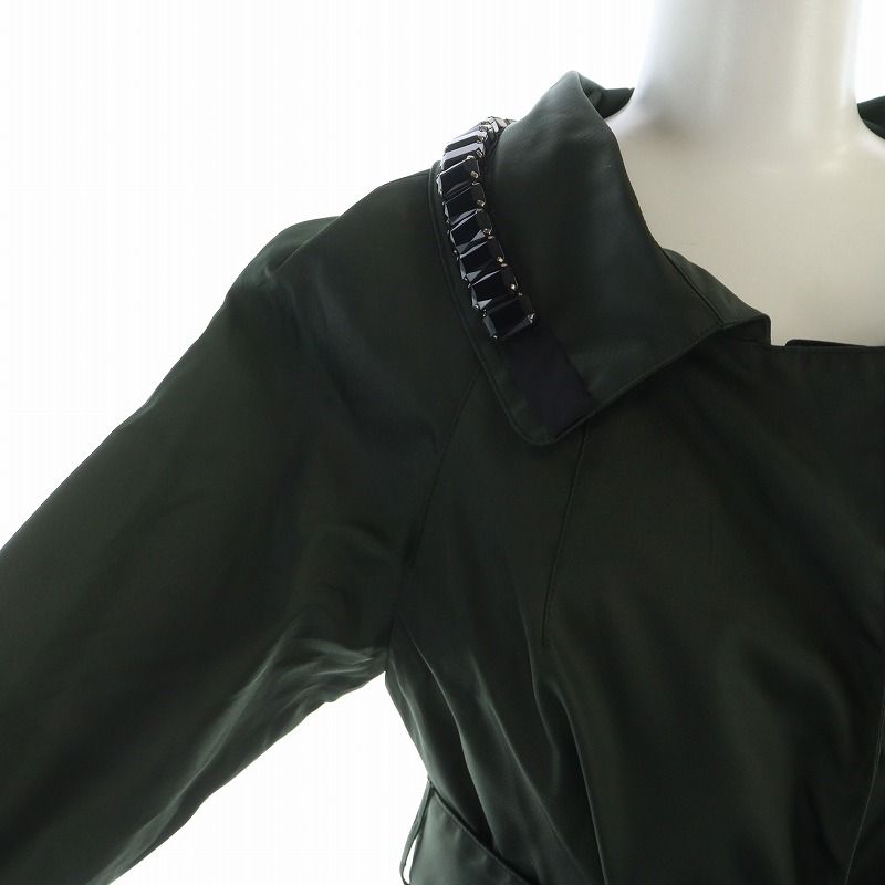 Prada Trench Coat Stencil Collar Long Sleeve Middle Logo Single Stone 36 XS