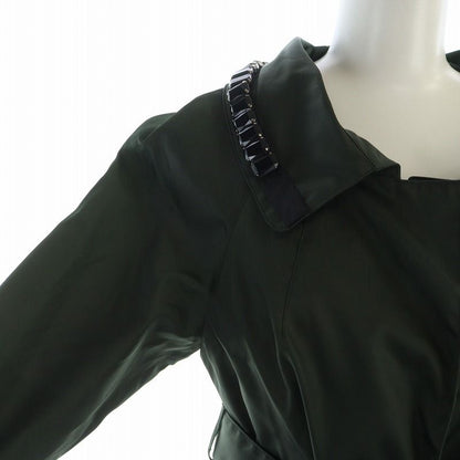 Prada Trench Coat Stencil Collar Long Sleeve Middle Logo Single Stone 36 XS