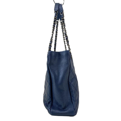 Chanel Shoulder Bag Matelasse Navy Chain Shoulder Coco Mark Vintage Silver