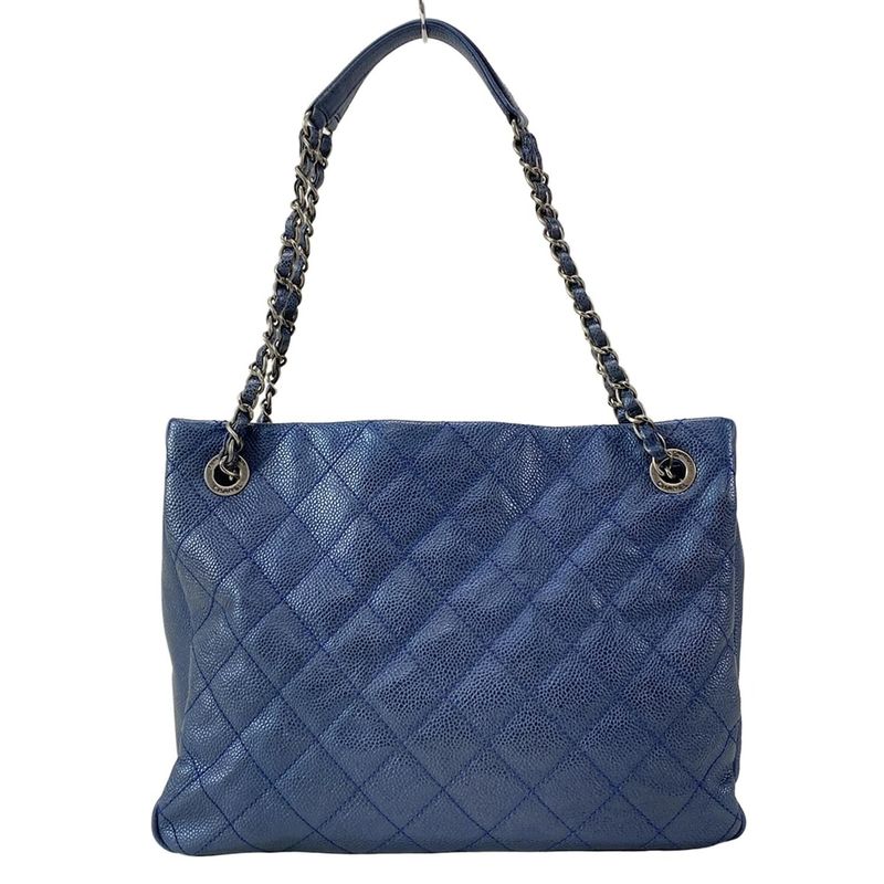 Chanel Shoulder Bag Matelasse Navy Chain Shoulder Coco Mark Vintage Silver