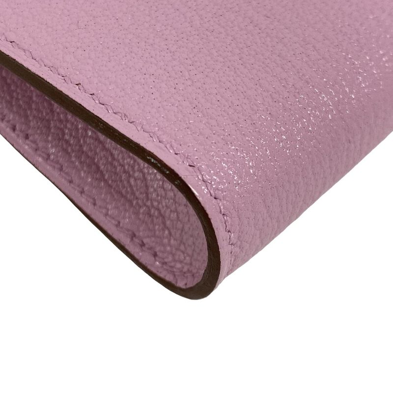 Hermes Wallet Click 16 Mauve Sylvestre Silver Hardware Shoulder Wallet