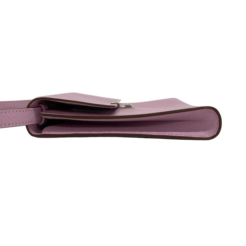 Hermes Wallet Click 16 Mauve Sylvestre Silver Hardware Shoulder Wallet