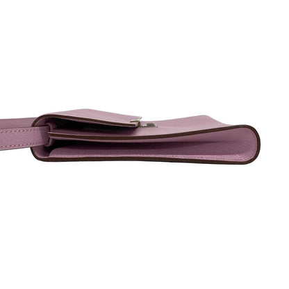 Hermes Wallet Click 16 Mauve Sylvestre Silver Hardware Shoulder Wallet