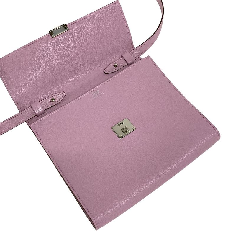 Hermes Wallet Click 16 Mauve Sylvestre Silver Hardware Shoulder Wallet