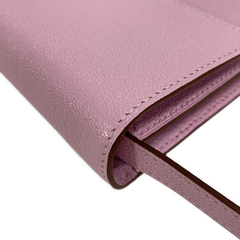 Hermes Wallet Click 16 Mauve Sylvestre Silver Hardware Shoulder Wallet