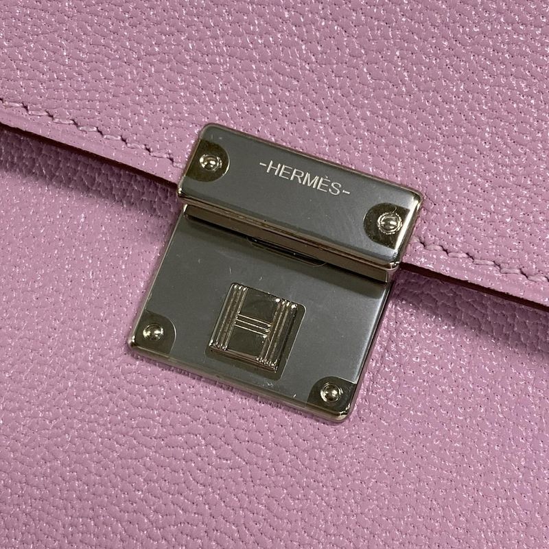 Hermes Wallet Click 16 Mauve Sylvestre Silver Hardware Shoulder Wallet