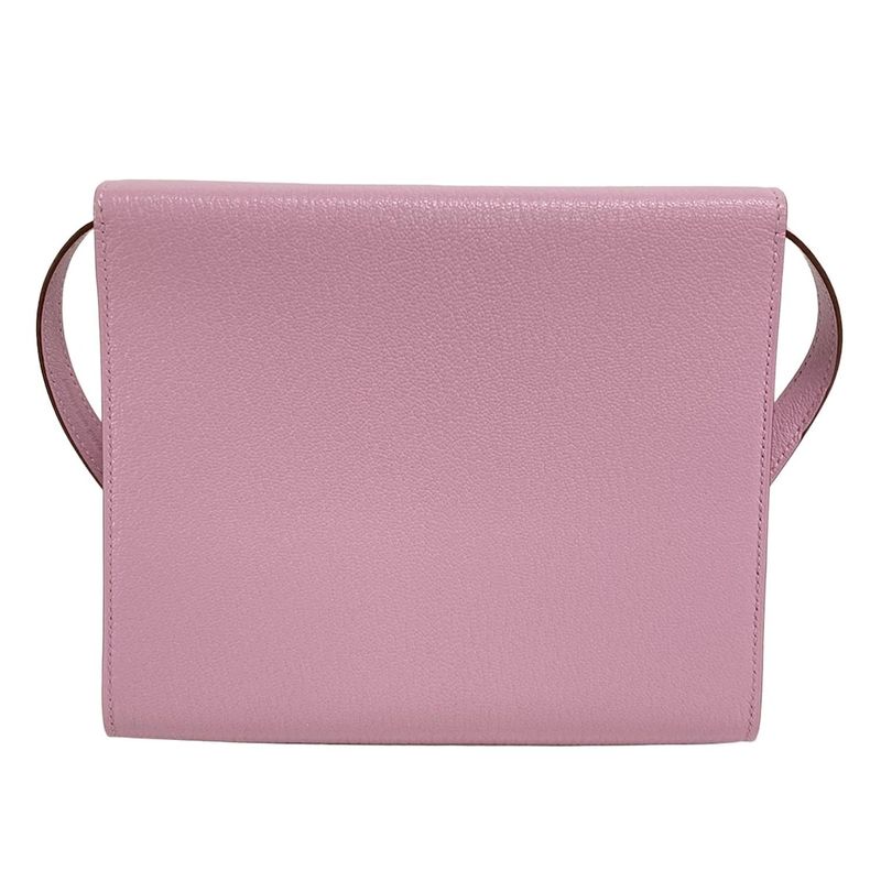 Hermes Wallet Click 16 Mauve Sylvestre Silver Hardware Shoulder Wallet