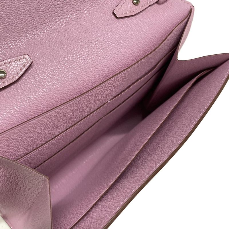 Hermes Wallet Click 16 Mauve Sylvestre Silver Hardware Shoulder Wallet