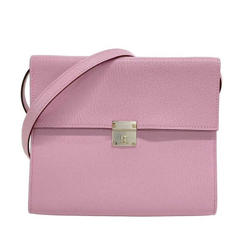 Hermes Wallet Click 16 Mauve Sylvestre Silver Hardware Shoulder Wallet