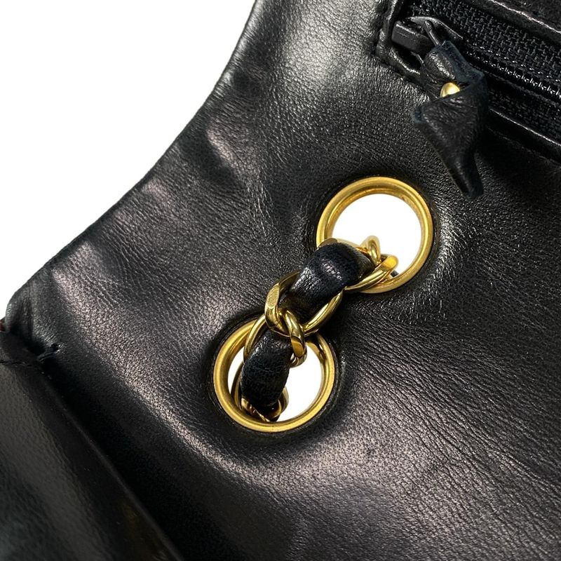 Chanel Shoulder Bag Double Flap Matelasse A01112 Black Gold Hardware Chain
