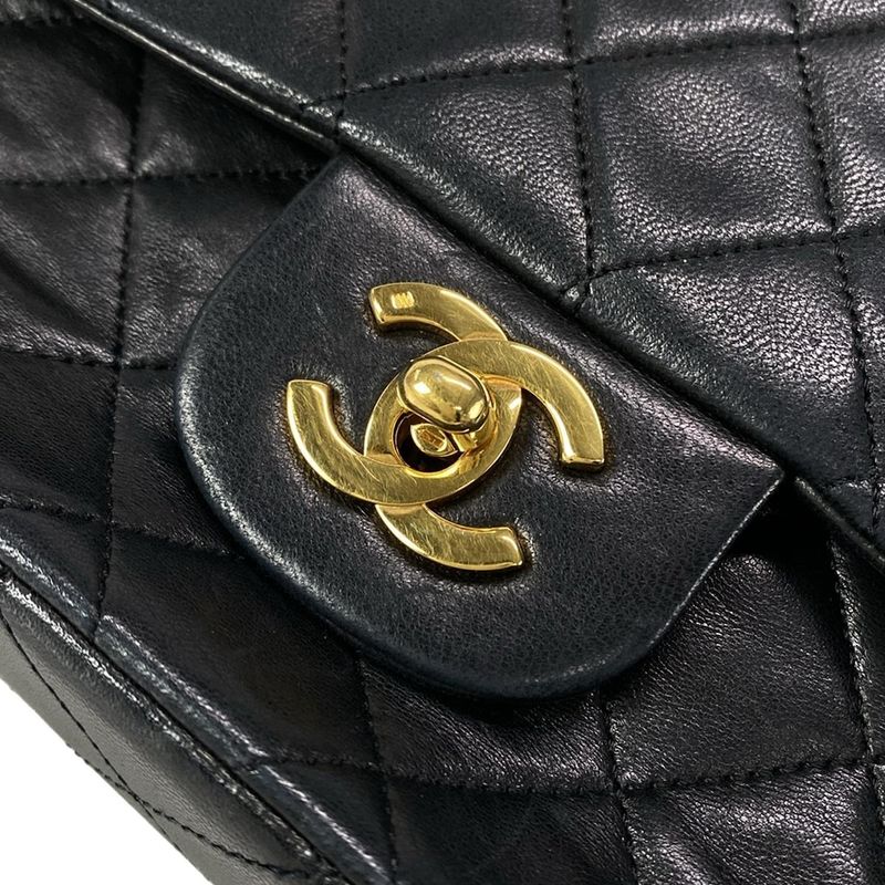 Chanel Shoulder Bag Double Flap Matelasse A01112 Black Gold Hardware Chain