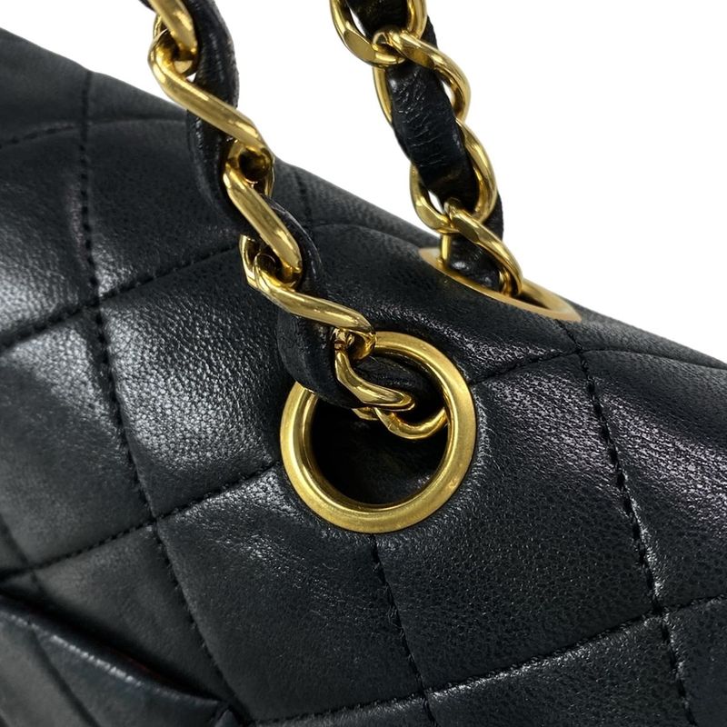 Chanel Shoulder Bag Double Flap Matelasse A01112 Black Gold Hardware Chain