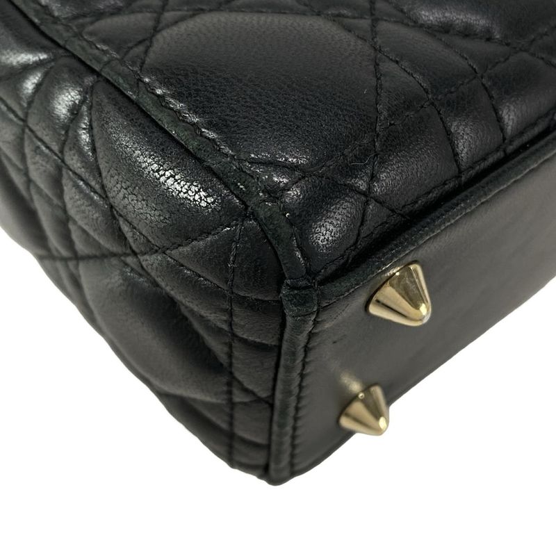 DIOR Christian Dior Handbag Lady Dior MY Abcdior Bag Small Black Lambskin