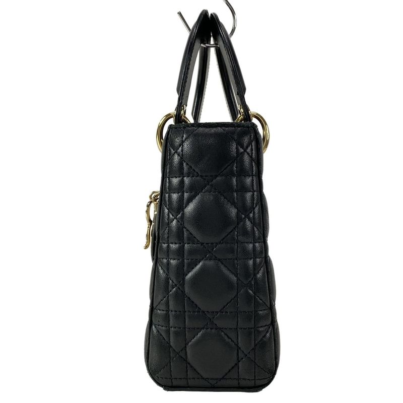 DIOR Christian Dior Handbag Lady Dior MY Abcdior Bag Small Black Lambskin