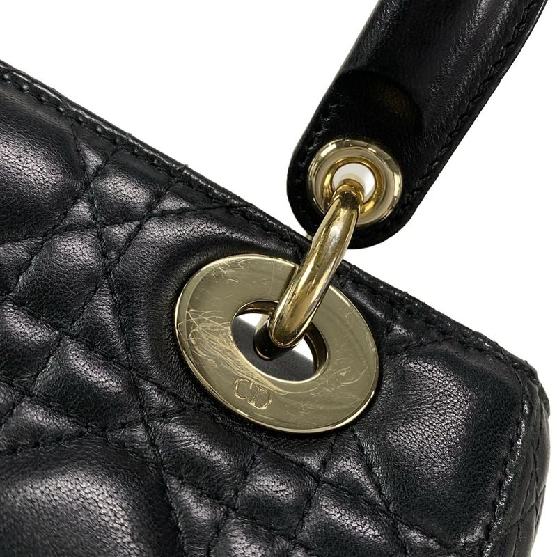 DIOR Christian Dior Handbag Lady Dior MY Abcdior Bag Small Black Lambskin
