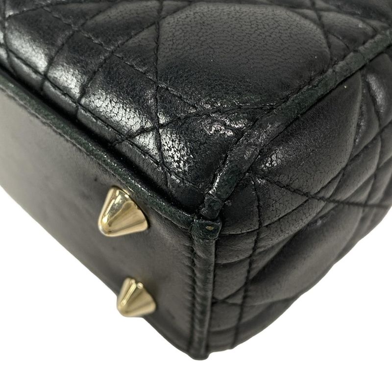 DIOR Christian Dior Handbag Lady Dior MY Abcdior Bag Small Black Lambskin