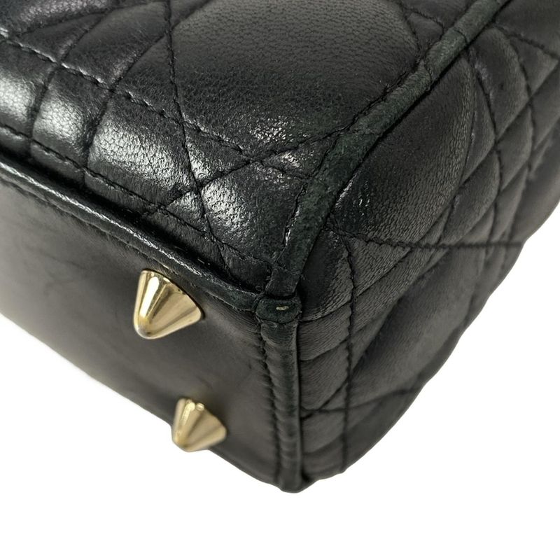 DIOR Christian Dior Handbag Lady Dior MY Abcdior Bag Small Black Lambskin