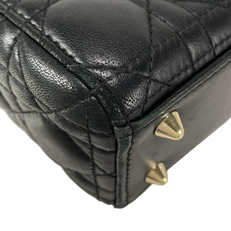 DIOR Christian Dior Handbag Lady Dior MY Abcdior Bag Small Black Lambskin