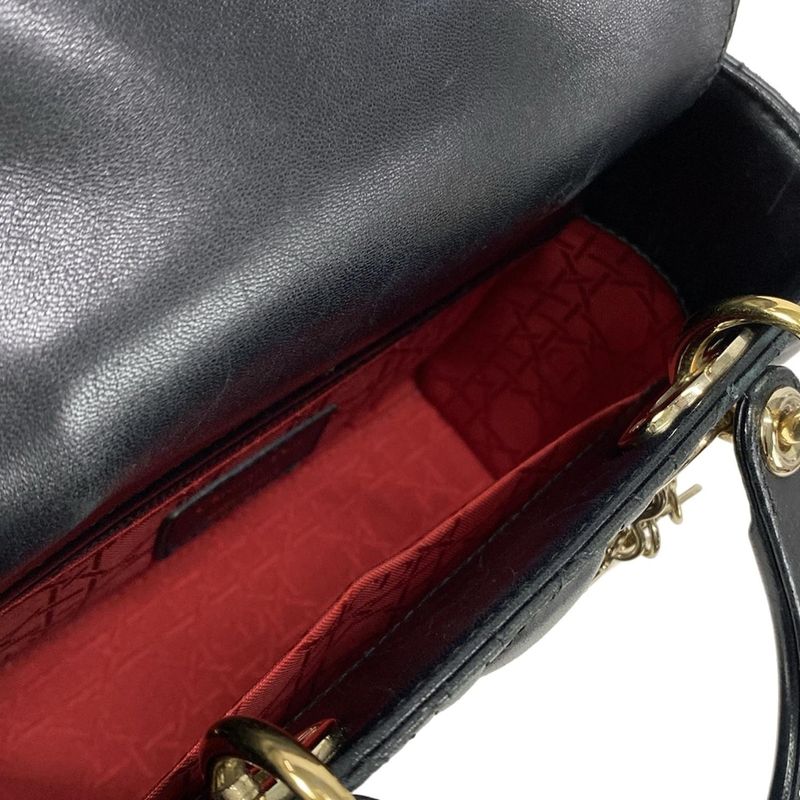 DIOR Christian Dior Handbag Lady Dior MY Abcdior Bag Small Black Lambskin