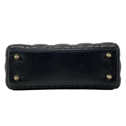 DIOR Christian Dior Handbag Lady Dior MY Abcdior Bag Small Black Lambskin